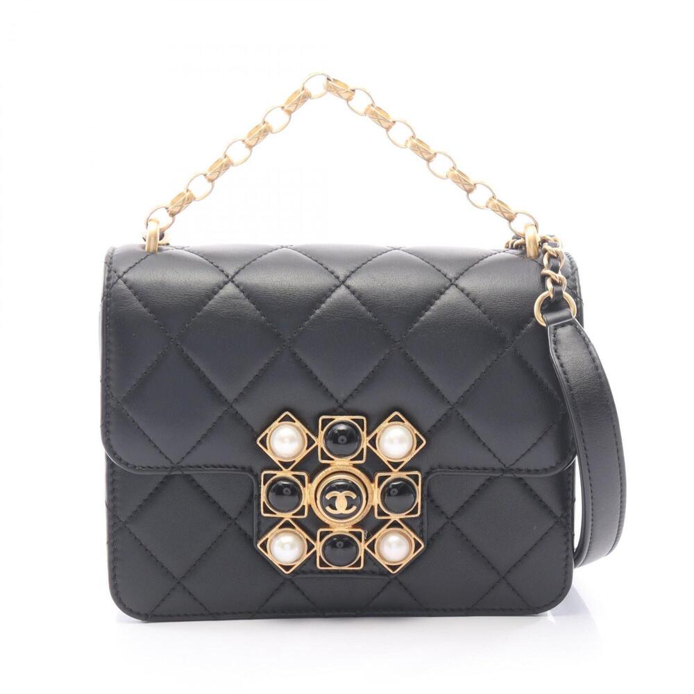 Chanel Matelassé 2-Way Shoulder Bag/Handbag, Lambskin Leather, Women's, Black...